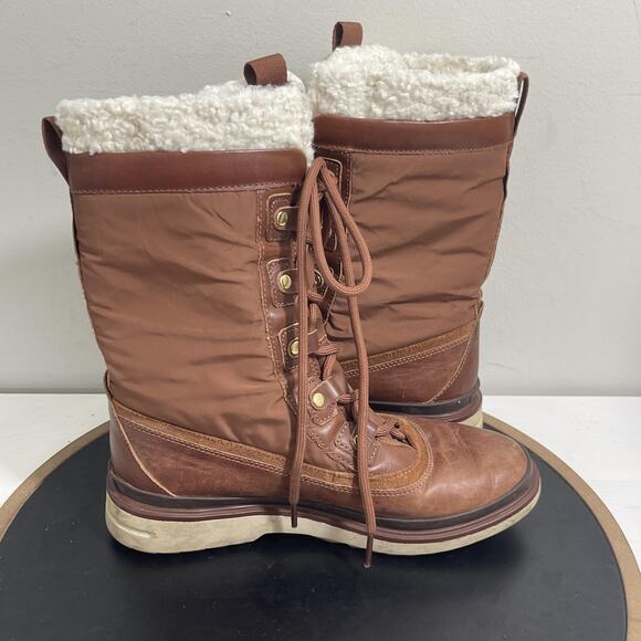 Cole Haan Waterproof Boots Womens Size 7B Sherpa Leather Winter Lace Up Shoes - Picture 7 of 11